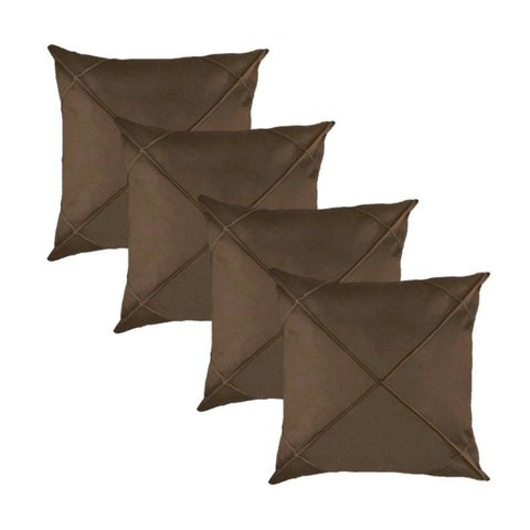 Kit 4 Capas para Almofada Drapeada em Veludo Quadrada 60x60 Várias Cores Cor:marrom Camurça