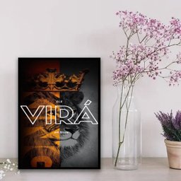 Quadro Leão Cristo Virá Em Breve 33x24cm - com vidro:Madeira branca - 2