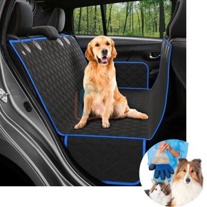 Kit Capa Pet Protetor Banco Traseiro Azul e Luva Tira Pelo Cão Duke e Dixie
