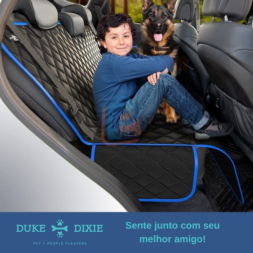 Kit Capa Pet Protetor Banco Traseiro Azul e Luva Tira Pelo Cão Duke e Dixie - 5