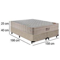 Cama Box Queen Bipartido Suede + Colchão Ortobom Airtech Molas Ensacadas 158x198x65:bege - 3