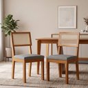 Ver imagem 2 de Conjunto 6 Cadeiras para Sala de Jantar MDF Flora Cinza e Cinamomo