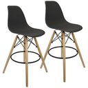 Ver imagem 1 de Kit 2 Banquetas Charles Eames Eiffel Wood Design Base Fixa Madeira - Preta Preto