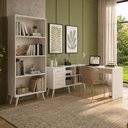 Ver imagem 1 de Kit Escrivaninha em L com Estante Multiuso e 3 Gavetas Línea Office Multimóveis MP6081 Branco