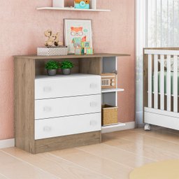 Kit Berço Mini Cama Taís e Cômoda Infantil 3 Gavetas com Nicho Brilhar Q01 - Doce Sonho Móveis KIT B - 3