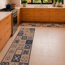 Ver imagem 2 de Kit Tapetes Cozinha 3 Pçs Aurora Azulejo - Shd:Art Caramelo Azul 50