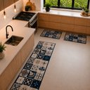 Ver imagem 1 de Kit Tapetes Cozinha 3 Pçs Aurora Azulejo - Shd:Art Caramelo Azul 50