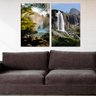 Conjunto de 2 Telas Decorativas em Tecido Canvas Cachoeiras Impressão UV HD-40x60 - 1