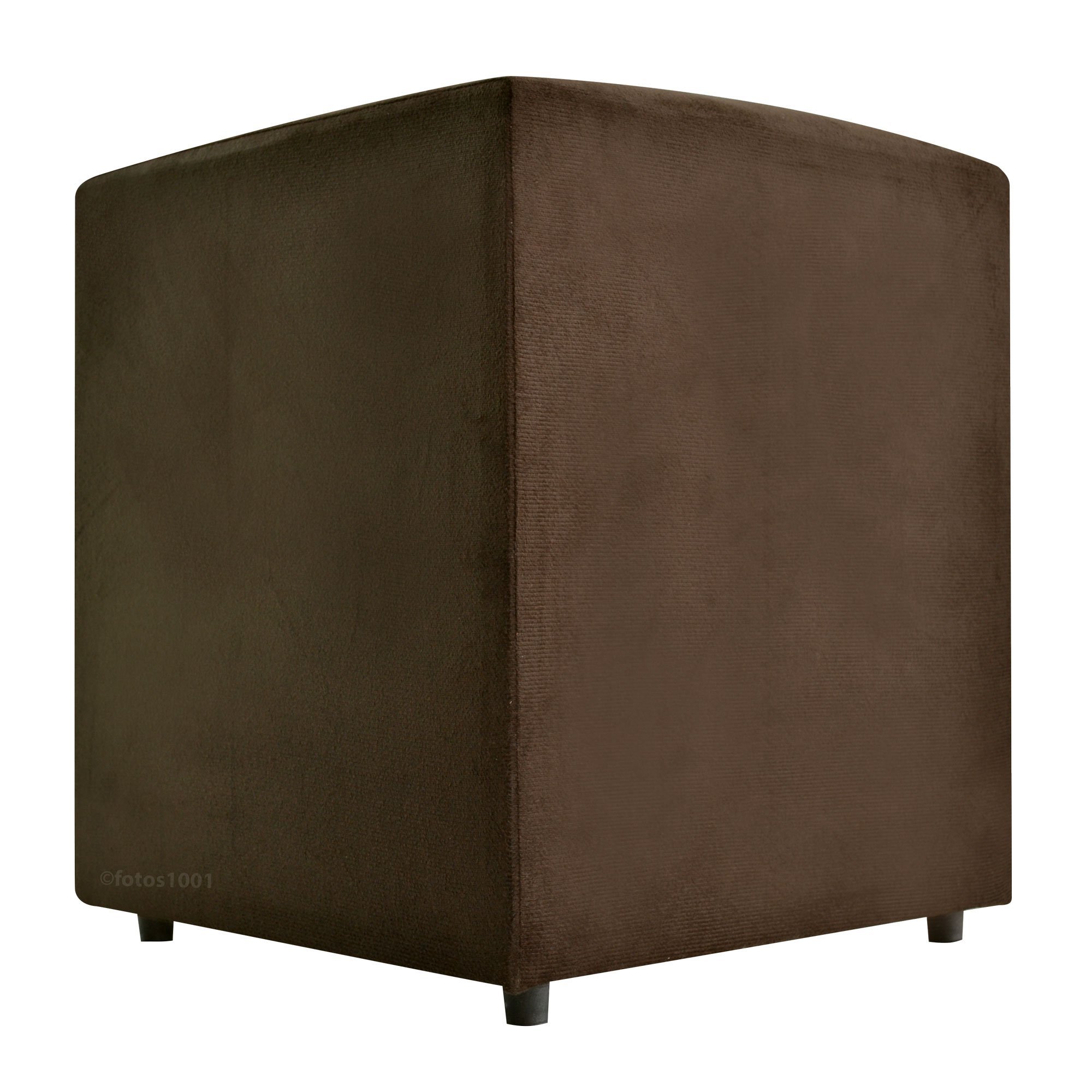 Puff Cubo Poptem Quadrado Suede Madeira Sala Marrom Mogno - 3