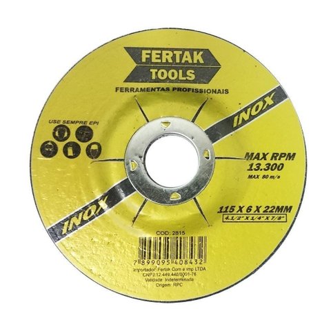 Disco de Corte Desbaste Inox 7″ X 1/4″ X 7/8" Fertak