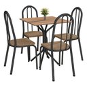 Ver imagem 1 de Conjunto Mesa de Jantar Tubular Thais Tampo Bp Nature 68cm com 4 Cadeiras 050 Cromo Preto/rattan - C
