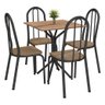 Conjunto Mesa de Jantar Tubular Thais Tampo Bp Nature 68cm com 4 Cadeiras 050 Cromo Preto/rattan - C - 1