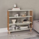 Ver imagem 1 de Estante de Livros Industrial 100% MDF 89,5CMX92CM Branco/Freijo/Off White