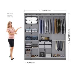 Guarda Roupa Casal Paris 6 Portas 2 Gavetas Paris Espresso Móveis - 6