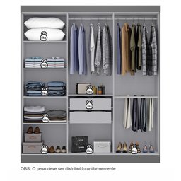 Guarda Roupa Casal Paris 6 Portas 2 Gavetas Paris Espresso Móveis - 5