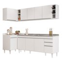 Ver imagem 1 de Armário de Cozinha Modulado de Canto Direito 5 Peças Cp45 com Pia Inox Branco - Lumil Lumil Móveis