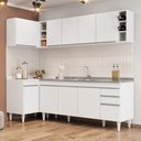 Ver imagem 2 de Armário de Cozinha Modulado de Canto Direito 5 Peças Cp45 com Pia Inox Branco - Lumil Lumil Móveis