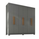 Ver imagem 2 de Guarda Roupa Casal com Pés Paris 6 Portas 2 Gavetas Paris Espresso Móveis Cinza/Onix