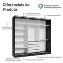 Ver imagem 4 de Guarda-Roupa Casal 100% MDF 3 Portas 1 Espelho Preto Malta Madesa