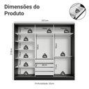 Ver imagem 3 de Guarda-Roupa Casal 100% MDF 3 Portas 1 Espelho Preto Malta Madesa