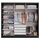 Ver imagem 5 de Guarda-Roupa Casal 100% MDF 3 Portas 1 Espelho Preto Malta Madesa