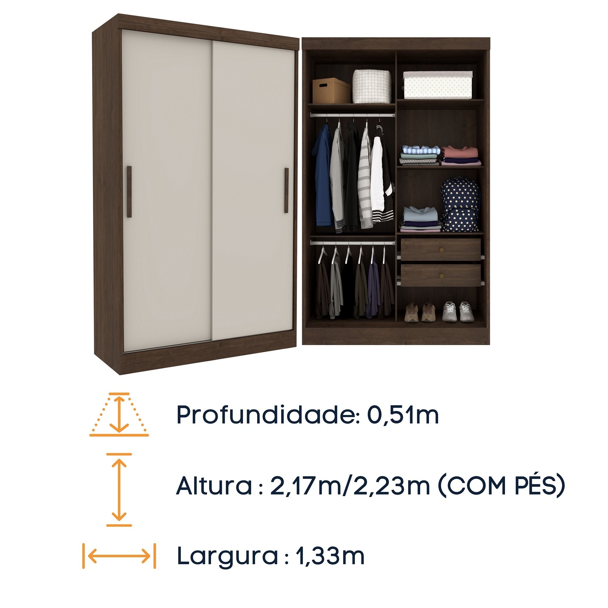 Guarda Roupa 2 Portas Bulgaria Espresso Móveis - 7