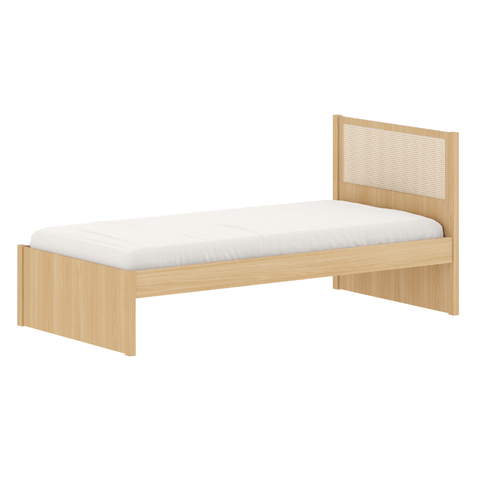 Cama Infantil Solteiro Mdf com Detalhe em Palha Linha Indy Marca Quater Móveis