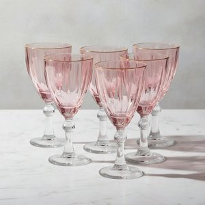 Jogo de Taças Dominic Rosa Filete Dourado 275ml - 6 Pçs