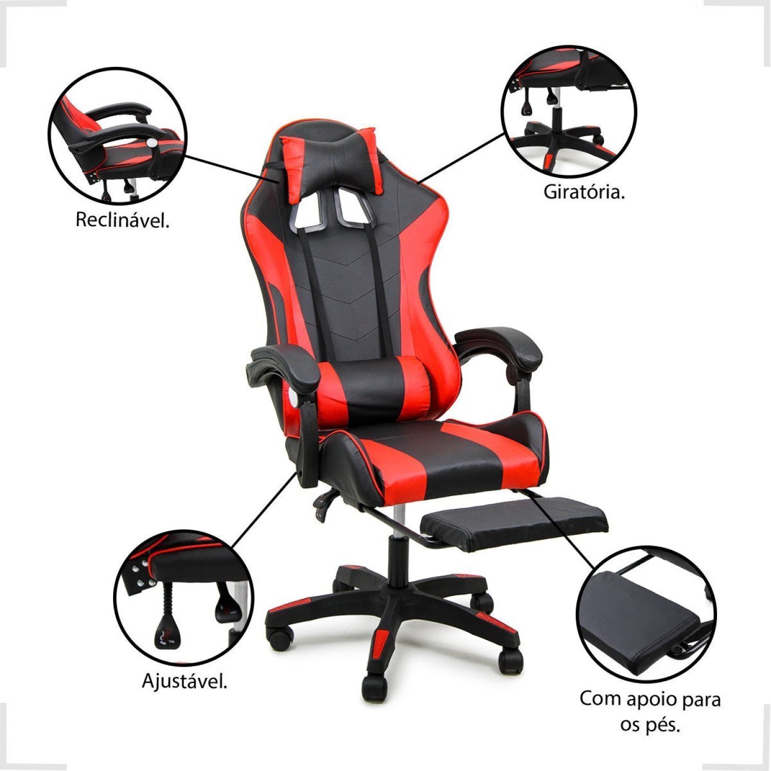 Cadeira Gamer com Apoio para Pés Ergonômica Stillus Oficial WebShop - 5