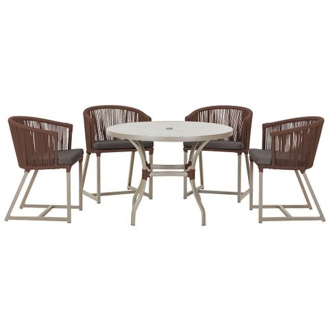 Mesa com 4 Cadeiras e Noronha Estofado 11 Trama Original Marrom