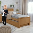 Ver imagem 5 de Bicama Solteiro com 2 Gavetas Athenas Marrom Amêndoa Clean/Off White