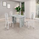 Ver imagem 1 de Conjunto de Sala de Jantar 1 Mesa Granito e 4 Cadeiras Lara Branco/Arabesco/Cinza