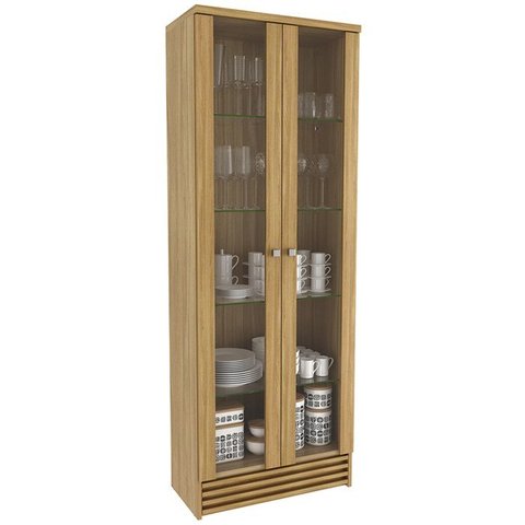 Cristaleira 2 Portas E 5 Prateleiras De Vidro CR6002 Natural Tecno Mobili