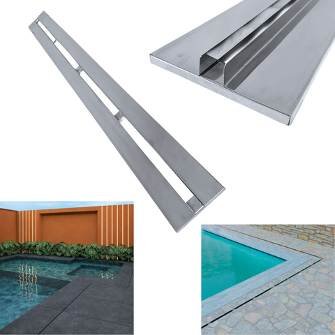Ralo Permanente Infinito Cola Piso Oculto Inox 10 X 100 Borda de Piscina Respingos
