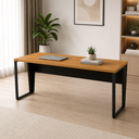 Ver imagem 1 de Mesa Escrivaninha 1,80m x 0,60m Pés Metal 100% MDF F5 Cor:Freijó com Preto