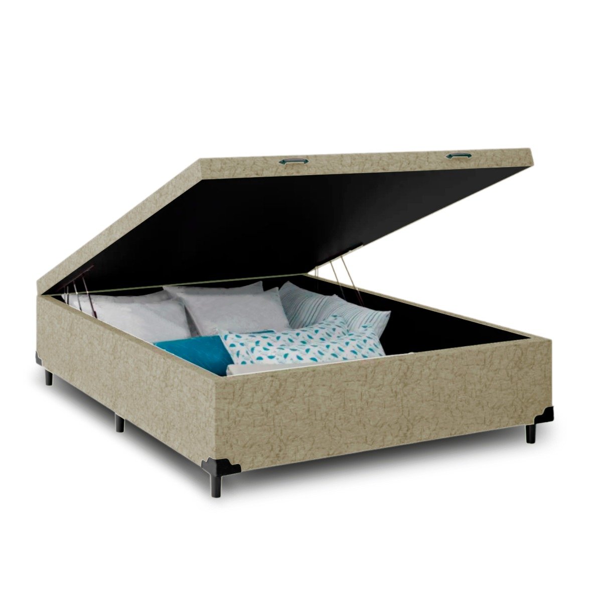 Cama Box Baú Organizadora Casal Suede 37x138x188:bege