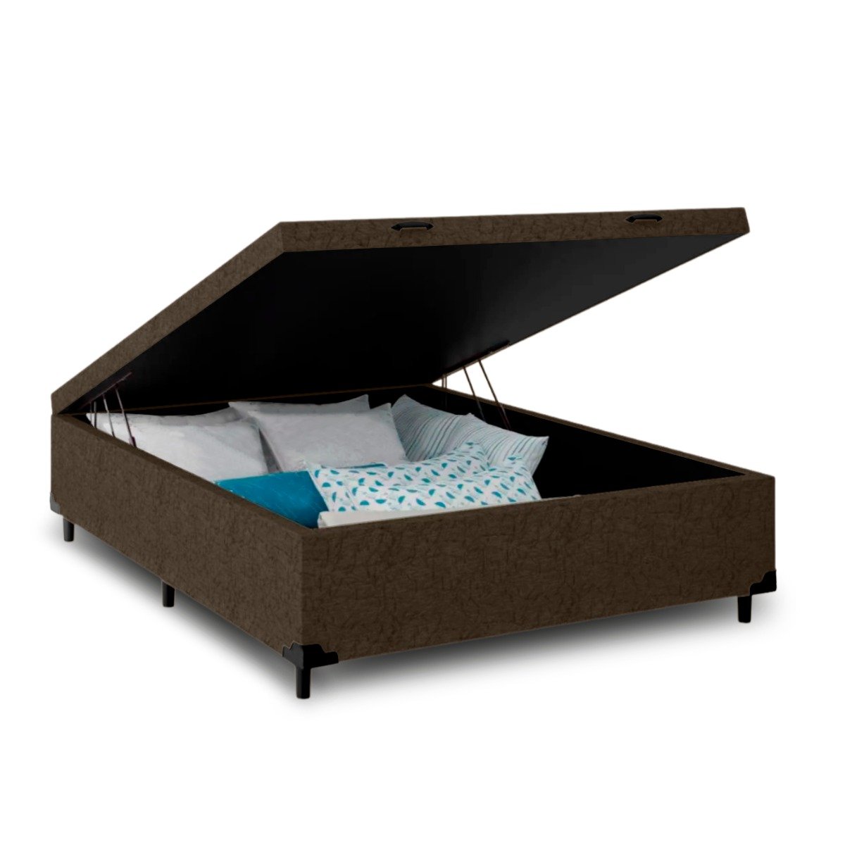 Cama Box Baú Organizadora Casal Suede 37x138x188:bege - 4