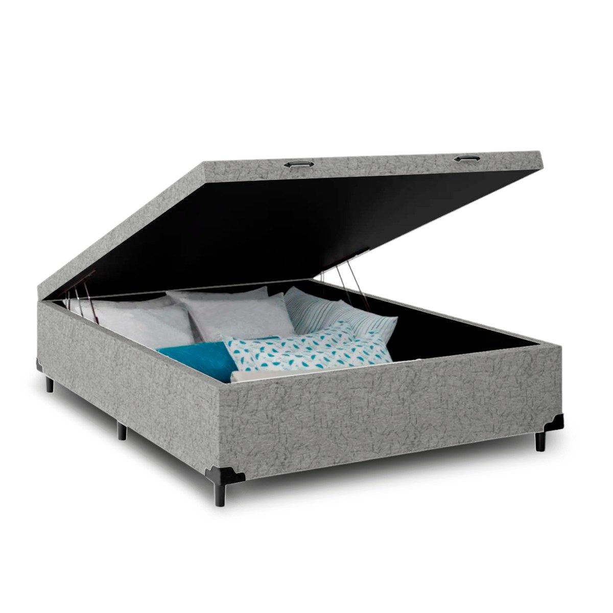 Cama Box Baú Organizadora Casal Suede 37x138x188:bege - 2