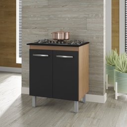 Balcão Q1 para Cooktop Jade 5 Bocas 2 Portas Savana Preto Moblis - 1