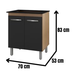 Balcão Q1 para Cooktop Jade 5 Bocas 2 Portas Savana Preto Moblis - 3