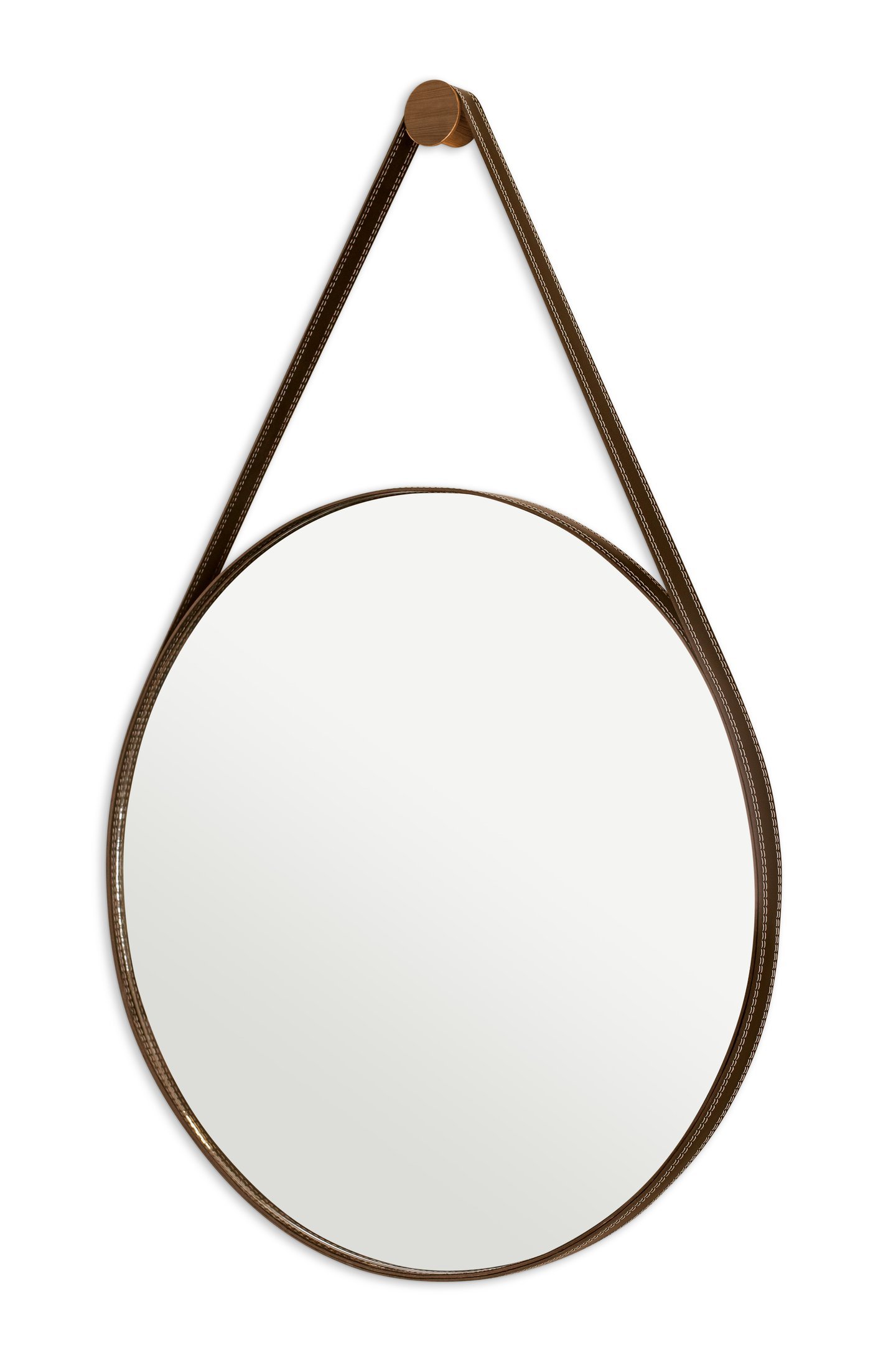 Espelho Adnet Para Lavabo Organico Redondo 60cm + Suporte:Café - 1
