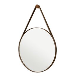 Espelho Adnet Para Lavabo Organico Redondo 60cm + Suporte:Café - 1