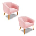 Ver imagem 1 de Cadeira Sala de Jantar Pé Palito Castanho Kit 2 Stella Suede D03 - D'Rossi Cor Rosa Bebê