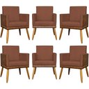 Ver imagem 1 de Kit 6 Poltronas Decorativas para Escritório Lis Corino e Suede Cores Pé 30cm - Terracota, Suede/