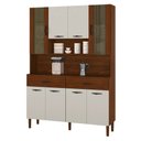 Ver imagem 1 de Armário de Cozinha Compacta 121cm Bruna K02 Nogueira/Off White/Ripado - Mpozenato