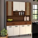 Ver imagem 2 de Armário de Cozinha Compacta 121cm Bruna K02 Nogueira/Off White/Ripado - Mpozenato
