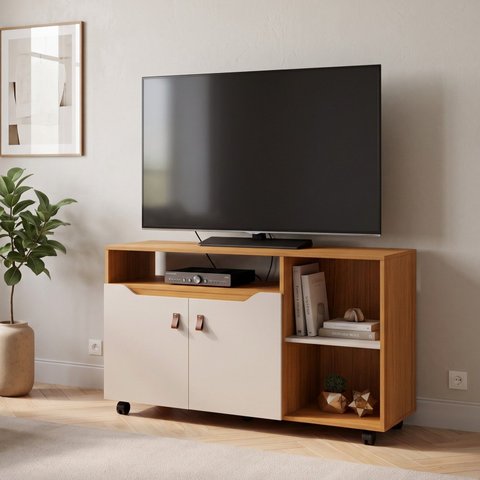 Rack para TV até 49 Polegadas 121cm 2 Portas Seleto Amarelo