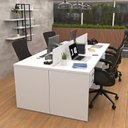 Ver imagem 4 de Estação de Trabalho 4 Lugares Mesa 140x60 com 2 Gavetas Escritório - Branco