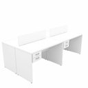 Ver imagem 1 de Estação de Trabalho 4 Lugares Mesa 140x60 com 2 Gavetas Escritório - Branco