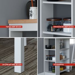 Bancada Ilha para Cozinha com Prateleria - 4